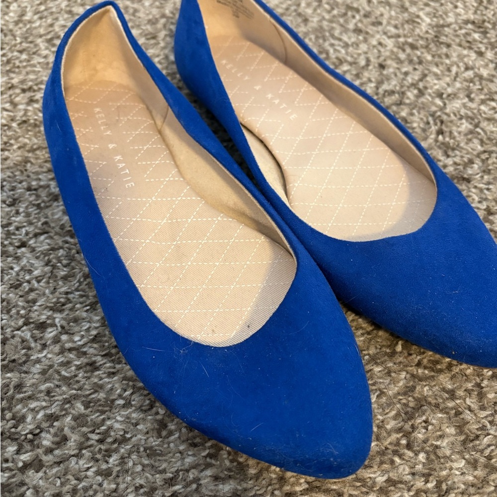 Kelly & Katie Royal Blue Suede Pointed Toe Flats